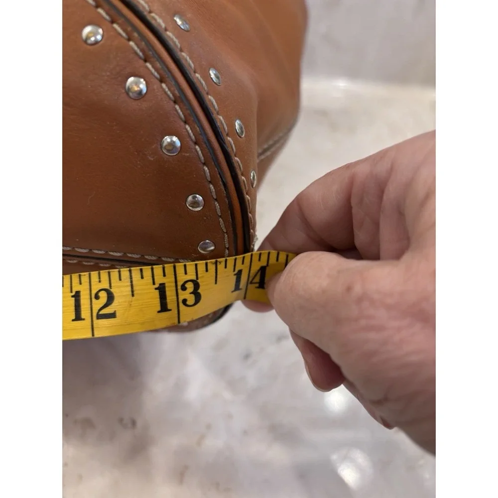 Michael Kors Astor Large Luggage Brown  Leather Studded Tote Bag - Picture 6 of 16